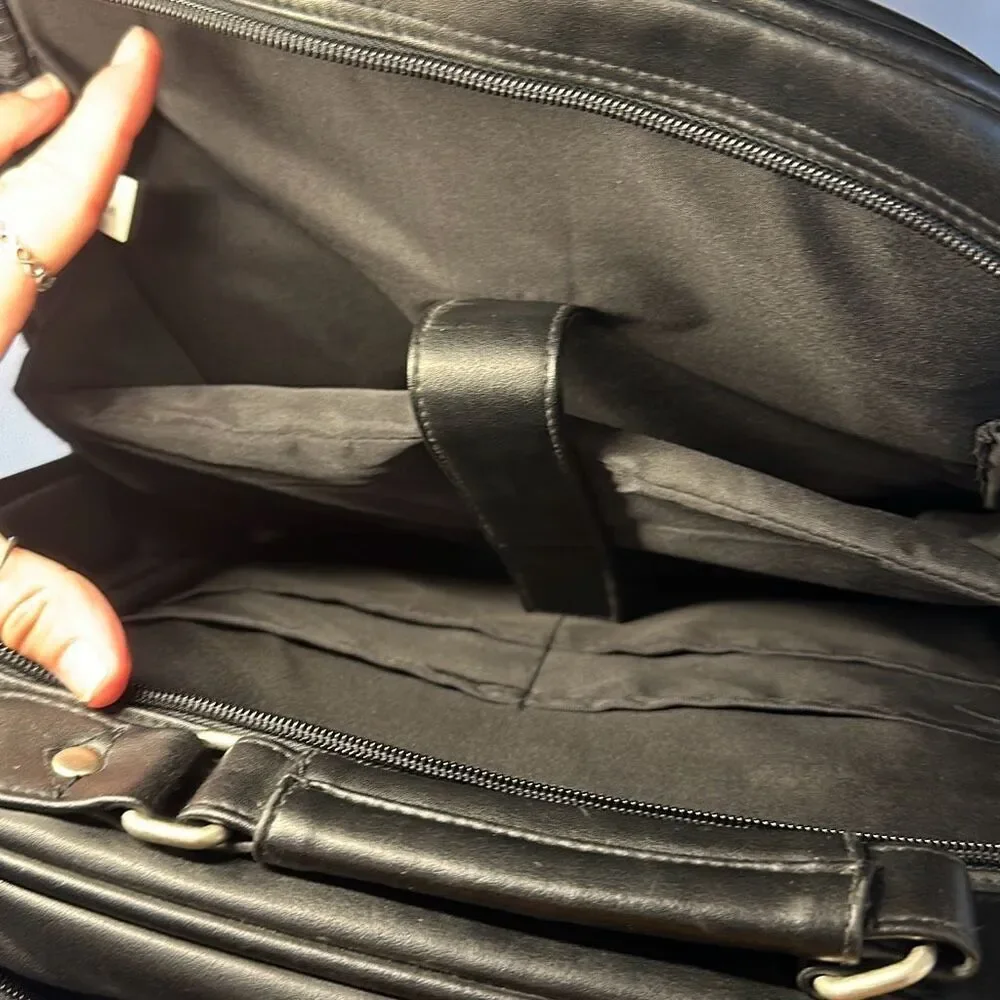 Leeds Backpack Leather Laptop travel bag Brief‎ Case black Style 9100-99